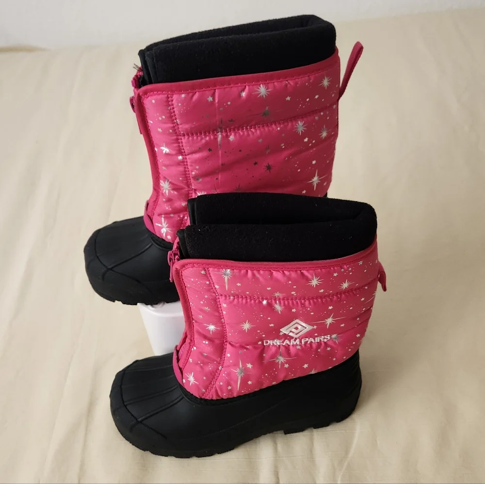 Dream Pairs Pink and Black Snow Boots Size 3